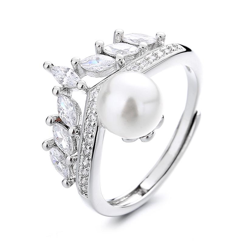 Korean Light Luxury Pearl Ring for Women – High-End Adjustable Index Finger Jewelry, Customizable Setting.