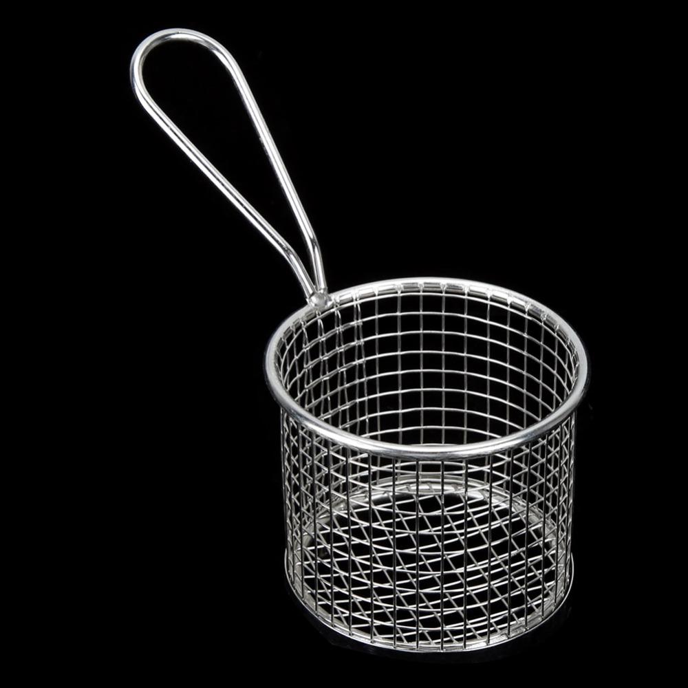 Round Shape French Fry  Basket With Handle Fries Holder Table Serving Food Container  Coffee Shop