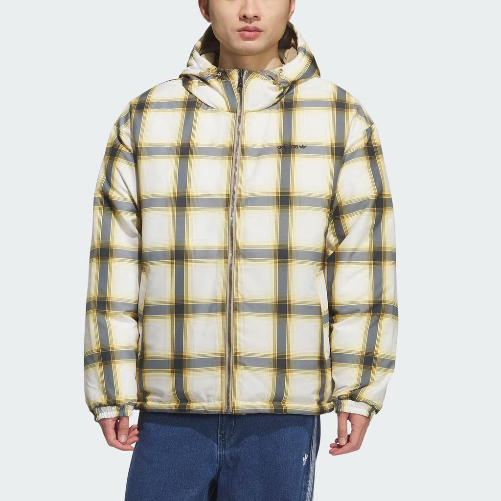 Adidas Originals FW25 Wendbare Daunenjacke Gestreift Warm Doppelseitig Sportlich Entendaunen Kapuze Langarm Daunenjacke Herren Jacke KF9278