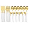 24-Piece Dinnerware Cutlery Set Tableware Set White Gold Cutlery Stainless Steel Spoon Fork Spoon Kitchen Spoon And Fork Set