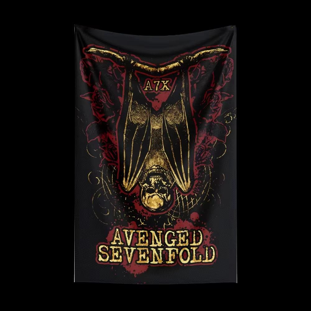 Rock Band Vlag Wandkleed A-Avenged Sevenfold Esthetische Kamerdecoratie Achtergronddoek Wandkunst Decor Buitenconcert Feest Banner 40cmX60cm