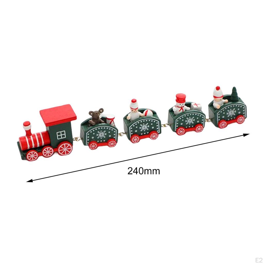 Christmas Wooden Train Crafts Home Decor Painted for Festival