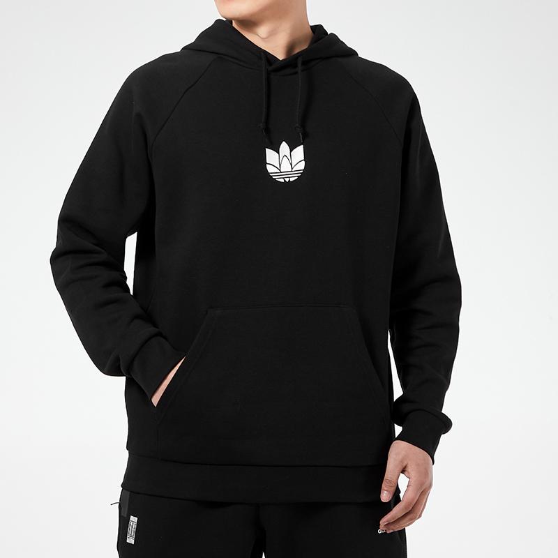 Adidas Originals 3D Trefoil Hoodie With Fleece Lining and Logo Print Men Hoodie Black GN3555