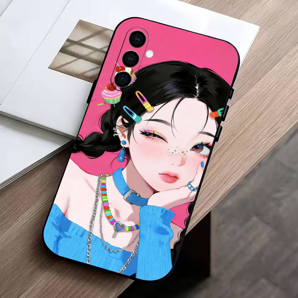 cute girl  Phone Case For Samsung Galaxy A73,A72,A71,A70,A53,A52,A51,Soft Silicone Black Cover