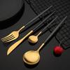 Tableware Stainless Steel Black Gold Flatware Cutlery Set Dinnerware Dinner Knife Coffee Spoon Fork Salad Fork Spoon Silverware