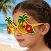 Hawaiian Sunglasses for Party, Summer Beach Glasses with Palm Tree & Hibiscus Flower, Funny Costume Prop Shades for Vacation Photo Booth Decor