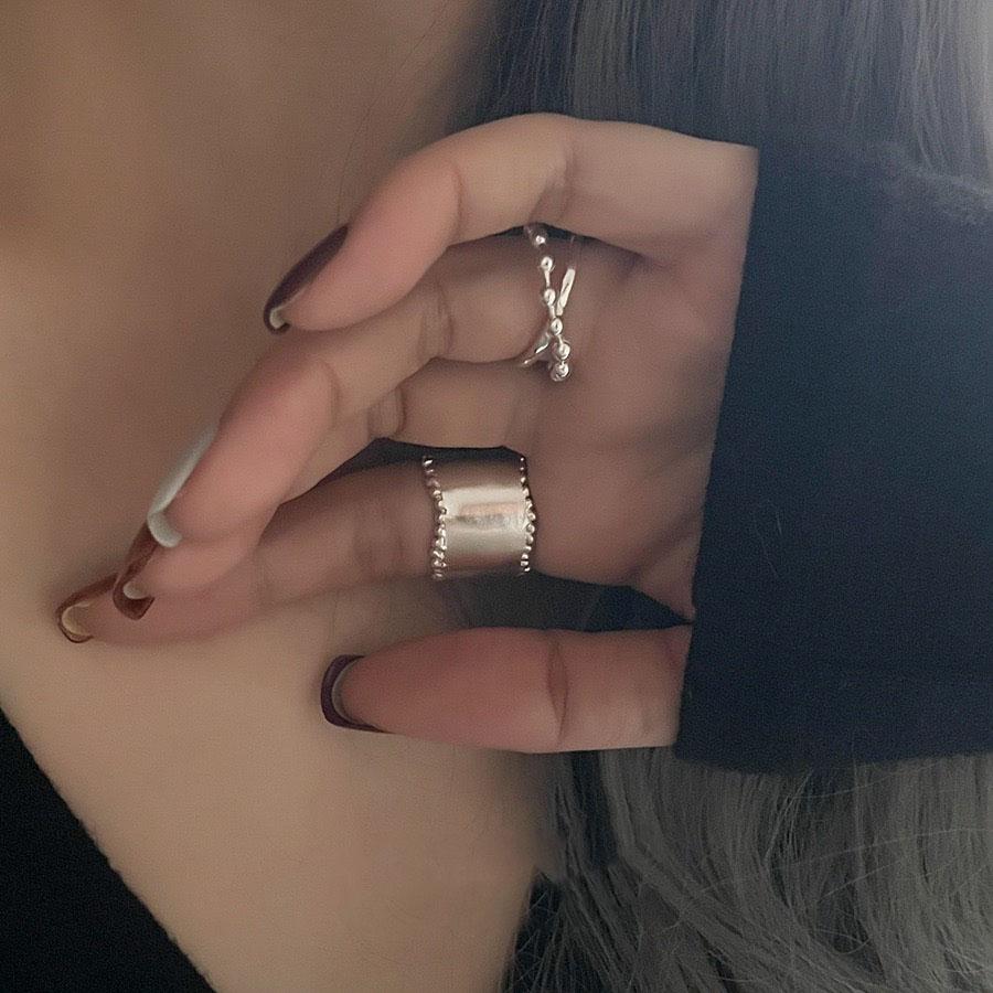 925 Sterling Silver Rings For Women Geometric Fine Jewelry Finger Adjustable Vintage Wide Smooth Ring For Party Birthday Gift