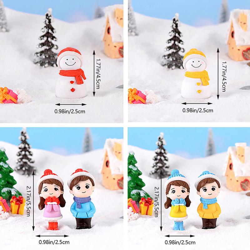 Zimní pár Miniaturní figurka Sněhulák pro domácí kutily Micro Landscape Garden Decor