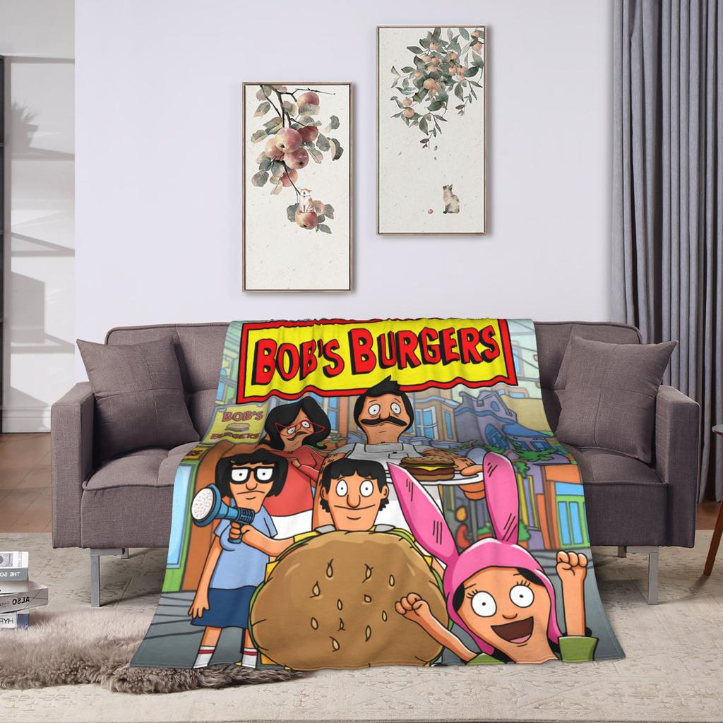 Warm Soft Blankets Decorative Anime Bobs Fun B-Burgers Throw Blanket Movie Flannel Bedspread For Outdoor Novelty Sofa Bed Cover