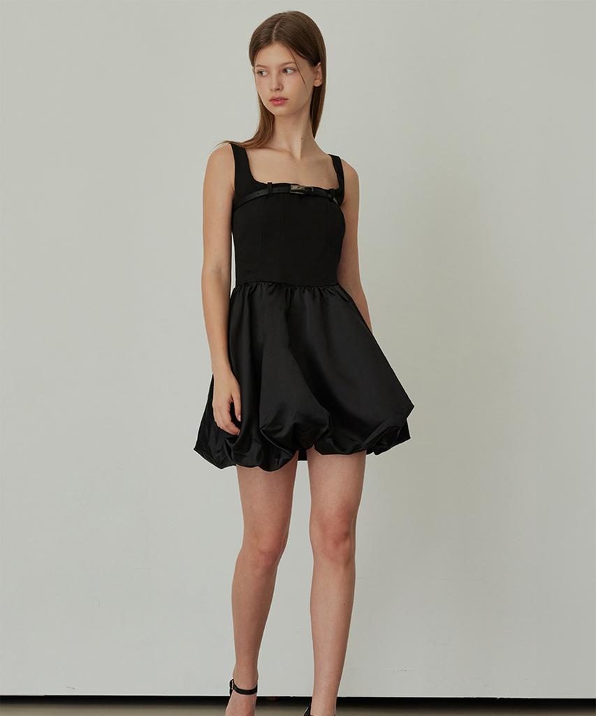 Hypernet Balloon Mini Dress Black