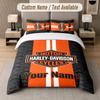 Set Biancheria da Letto Personalizzato Modello Harley-Davidson, Stampa Nome Testo 1 Copripiumino più 2 Federe Tessili per la Casa