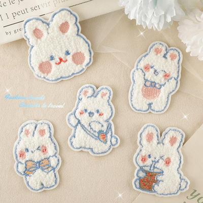 Embroidery Label Embroidery Self-adhesive Patch Sticker Towel Embroidery Cartoon Animal Rabbit DIY Hand Account Accessories Chenille Cloth Sticker