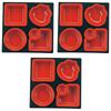 Set of 3 [A] ABS 8.5-inch Shokado A Dividers, Black with Red Interior [23.5 X 23.5 X 4 Cm] | Shokado Bento Boxes, ABS Resin, Setomonohonpo