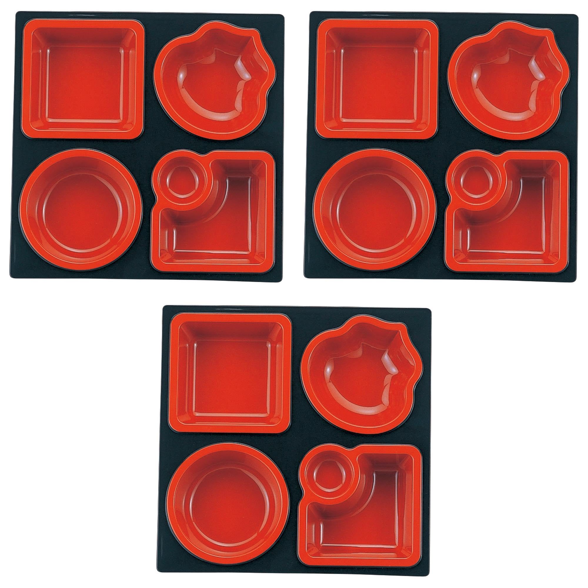 

Set of 3 [A] ABS 8.5-inch Shokado A Dividers, Black with Red Interior [23.5 x 23.5 x 4 cm] | Shokado Bento Boxes, ABS Resin, Setomonohonpo