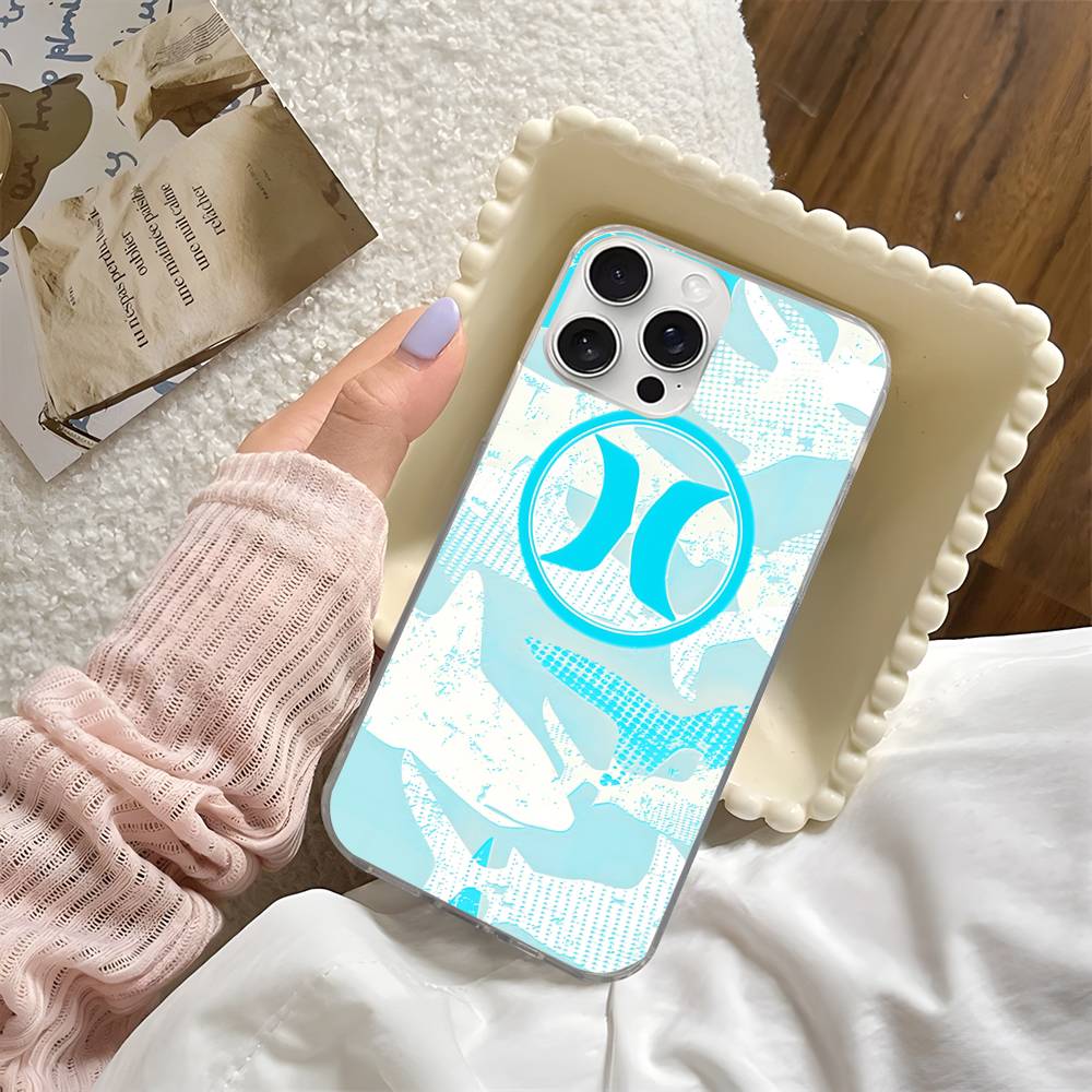 H-Hurley LOGO Phone Case Phone Case For IPhone 17 16 Pro Max Plus Fantasy Glitter Aurora Water Ripple Cover iPhone 14