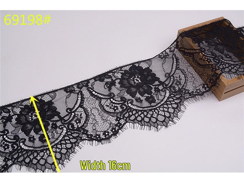 3m Black & White Eyelash Lace Fringe Trim for DIY Clothing - Multiple Styles, Non-Elastic, Soft Skirt Hem Decor.