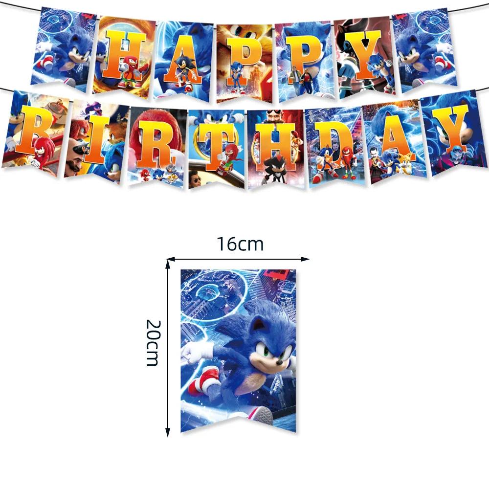 New Sonic Birthday Party Decoration Hedgehog Action Figure Party Paper Plate Knife Fork Paper Towel Cup Tablecloth Toy Kid Gifts