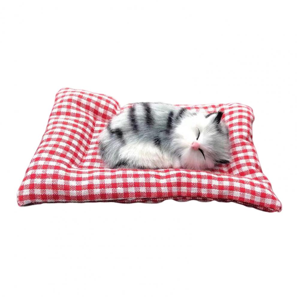 Simulated Sleeping Cat Sleeping Cat Ornament Plush Sleeping Cat Doll with Bamboo Charcoal Mat for Home Car Decor Odor for Office