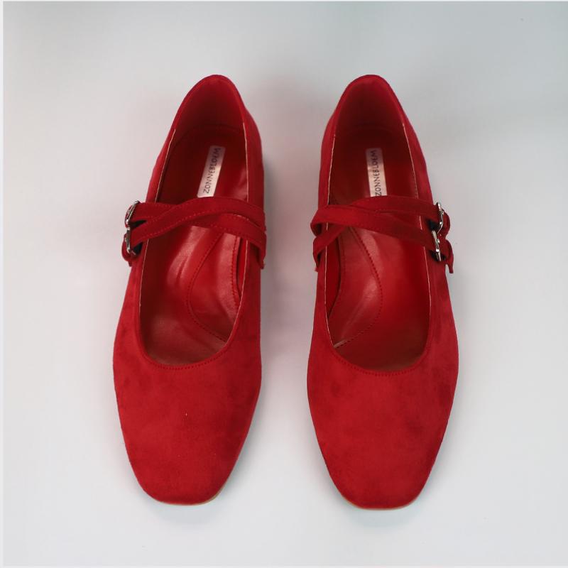 Fashion 2025 Spring Designer Mary Janes Shoes for Women Double Thin Strap Buckle Daily Light Flannel Round Toe Chic Ladies Ballet Flats