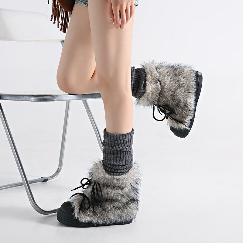 Snow Boots Women's 2025 Winter New Thick Soled Snow Boots Fashionable Retro Warm Casual Height Increasing Snow Boots