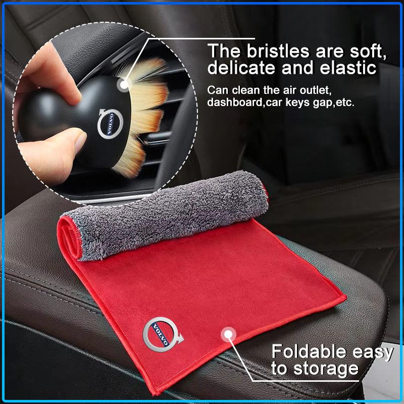 Car Cleaning Soft Brush Car Wash Towel Microfiber Cleaning Rag Cloth Car Goods For Volvo C70 S40 S50 S60 S70 S80 S90 V40 V50 V60 V90 XC40 XC60 XC90