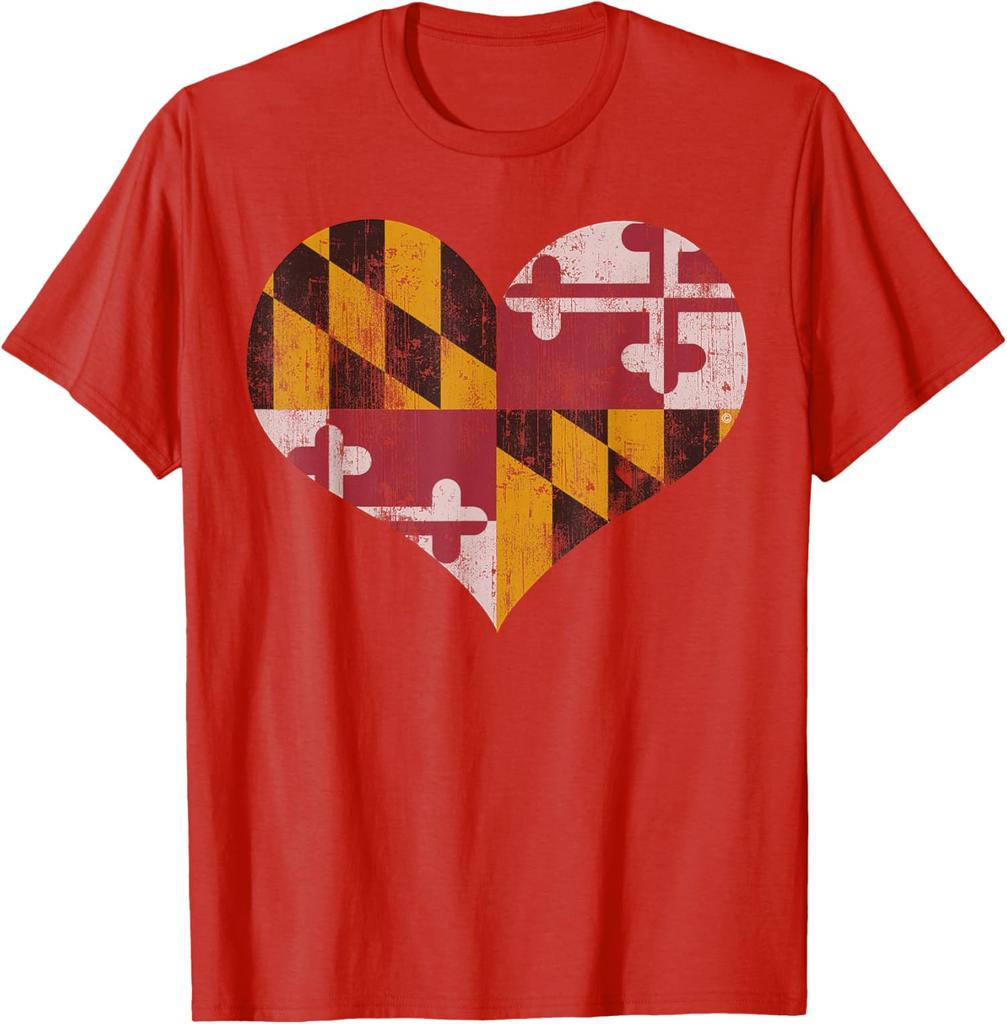 Maryland Vintage Heart Flag Retro Colors Present Gift Unisex T-Shirt