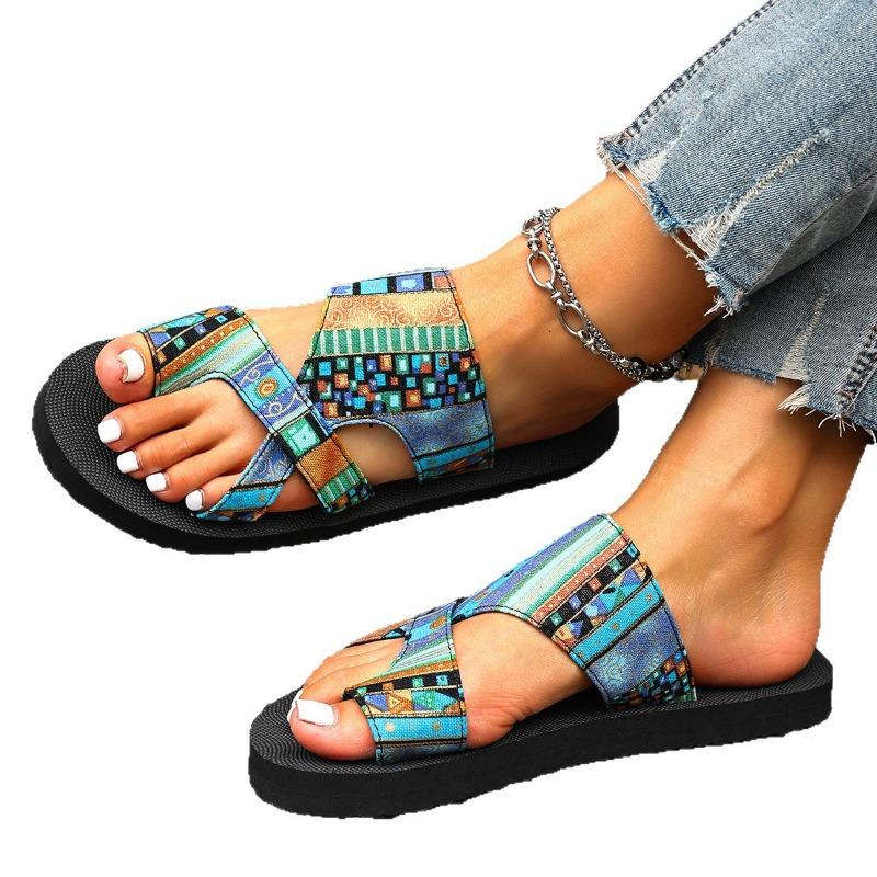 Women's Slip-On Beach Sandals, Peep-Toe Roman Slides, Lightweight Flat Slippers Wholesale In Stock