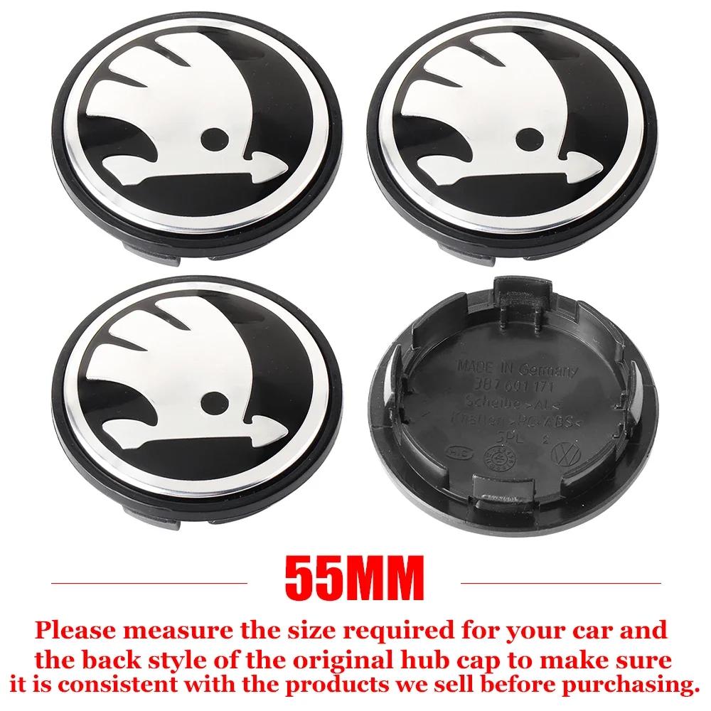 

Car Sticker 2025 New 55mm 65mm Car Emblem Wheel Center Covers Hub Caps Auto Refit Accessories for Skoda Kamio Fabia Octavia Scal
