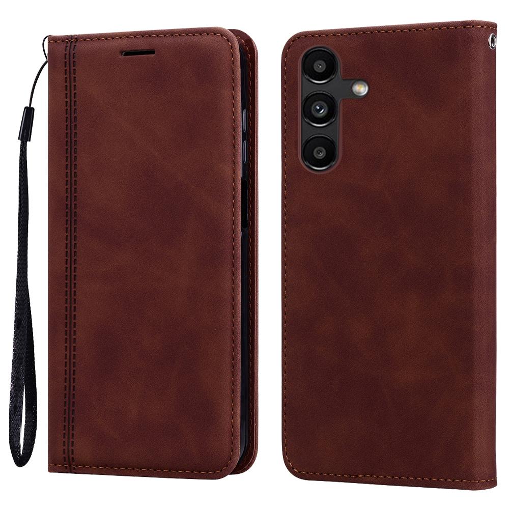 For Samsung Galaxy A25 5G (Global) (161.0 X 76.5 X 8.3mm) Case Business Style Magnetic Closure Leather Phone Cover with Strap