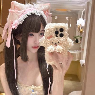 Lolita Katzenohren-Haarband: Cosplay Tierohren Haaraccessoire mit Haarnadel KC Kopfschmuck.