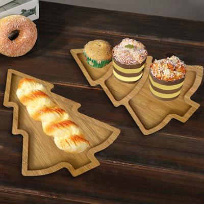 Christmas Tree Shaped Tray Wooden Charcuterie Dessert Boards Steak Dinner Plate Safe Easy To Clean Serving Platter for Parties Events