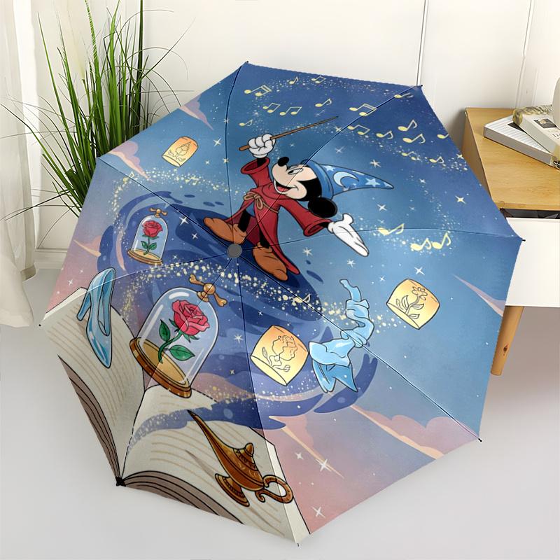 

1pc Mickey s Magical Evening Durable Cartoon Folding Umbrella, Portable 3-Fold Compact Umbrella for Men and Women, Suitable for Travel or Da