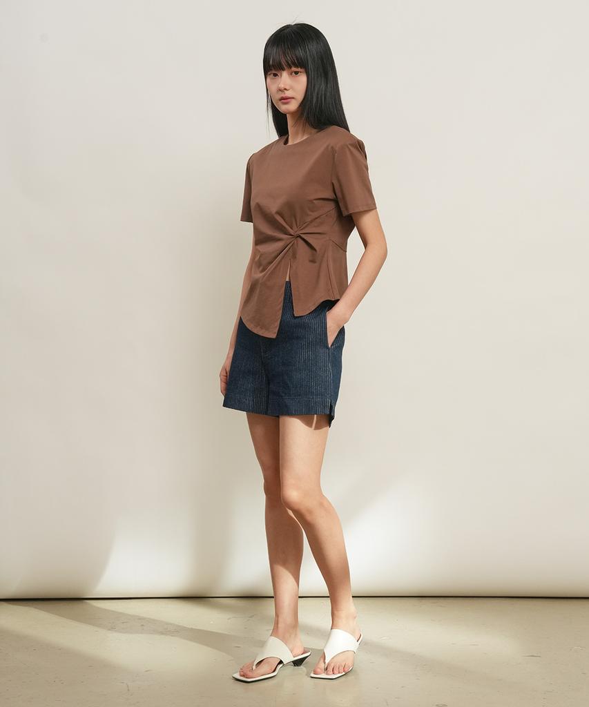 GENERALIDEA Shoulder Padded Twist T-Shirt [Brown] / Gf2Lts523