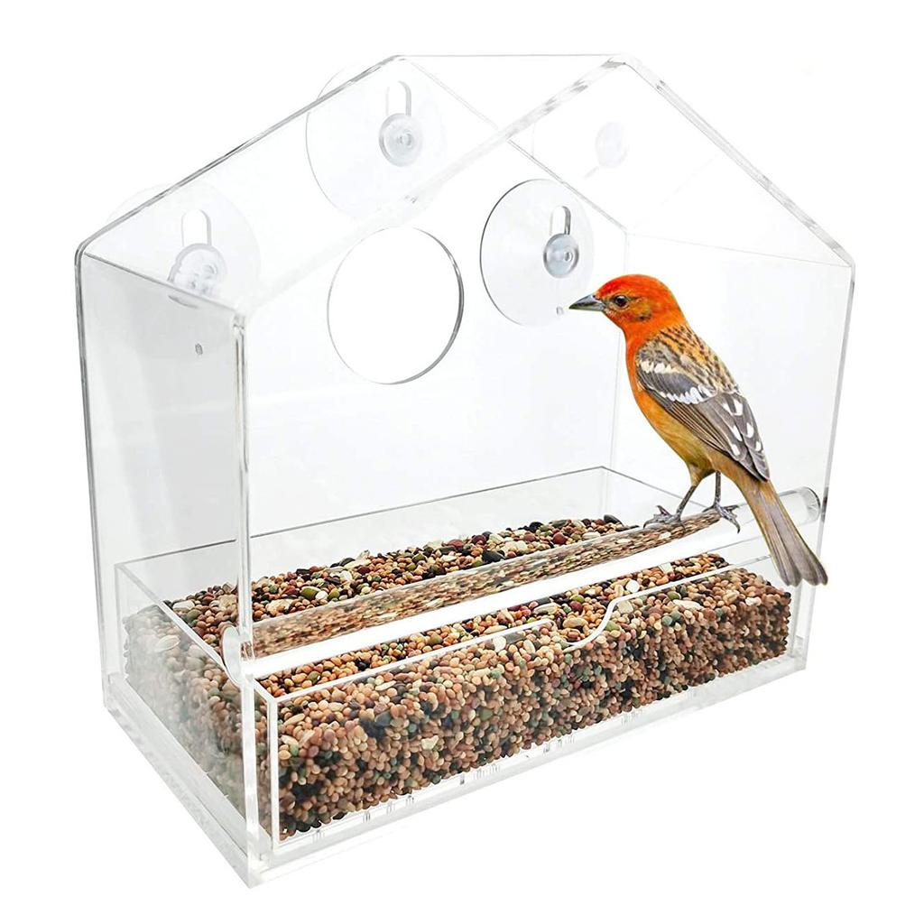 Pet Accessories 20x19cm Wild Bird Feeding Pan Clear Acrylic Window Bird Feeder for Monitor Bird Behaviour
