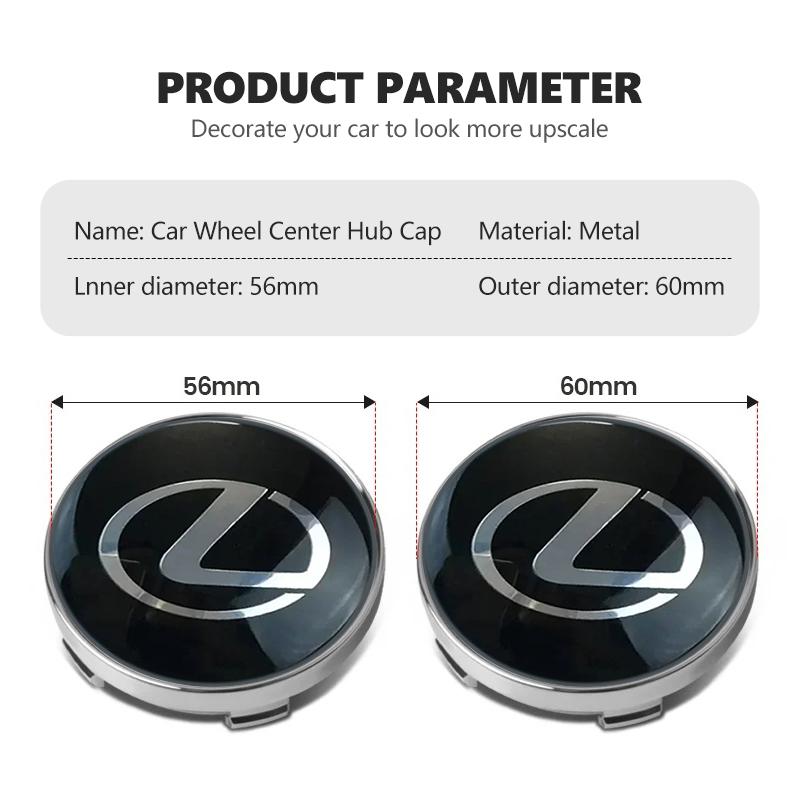4pcs/set 3D Car Wheel Center Hub Caps Sticker Auto Emblem Wheel Center Cap For Lexus UX250h RX450h RX300 GX470 CT200h RX400h HNOXY1
