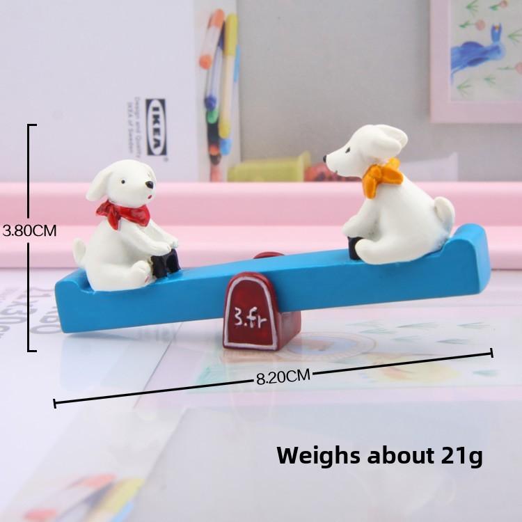 Resin Decor Garden Cartoon Puppy Seesaw Ornament For Kids Home And Use Gifts