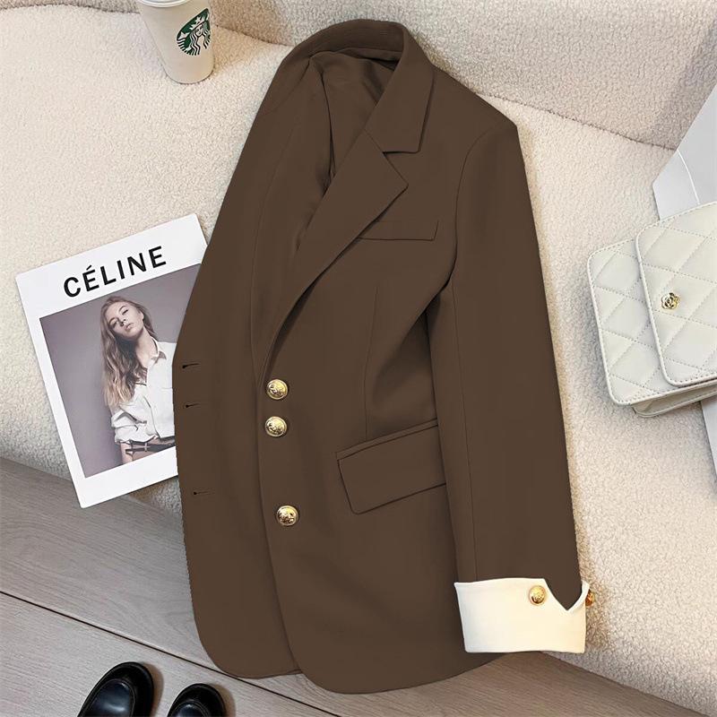 Korean-Style Pink Women's Suit Jacket: Spring/Autumn Fashion, Chic Business Attire