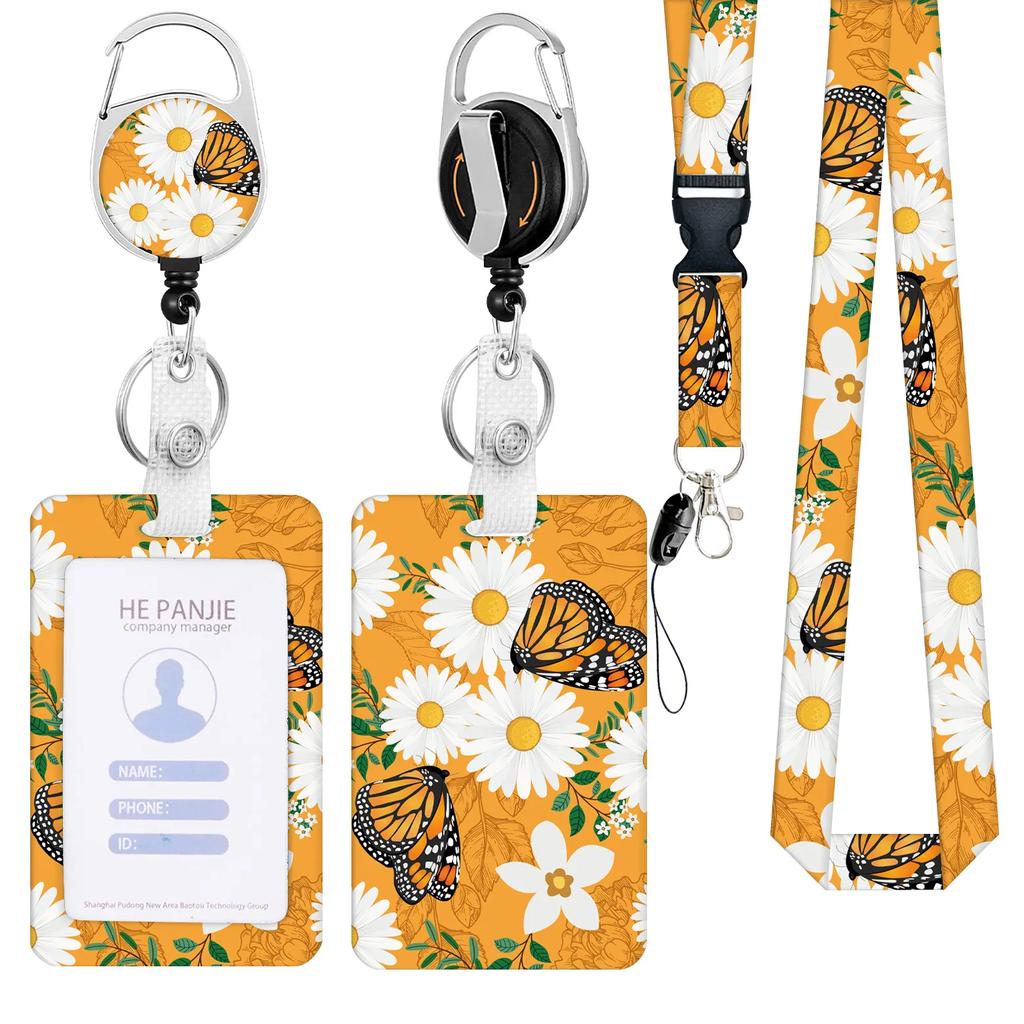 Work Office Badge Holder Fashionable Badge Holder Retractable Reel Stylish Id Card Protector for Work School Professionals Badge