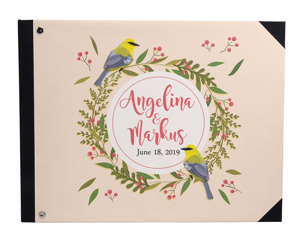 Darling Souvenir Blue Floral & Geometric Hardbound Cover Printed Anniversary Wedding Guestbook Scrap Book-7 X 9