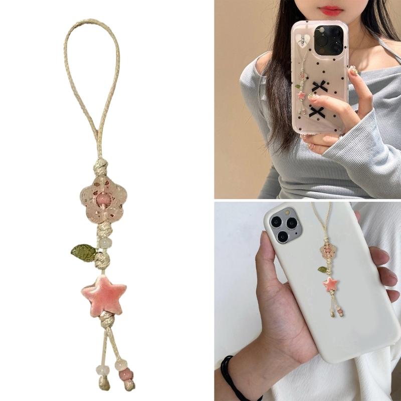 Einzigartiger Sternblumen-Handyanhänger Handgefertigter Anhänger Stilvolle Auto-Innenraumdekorationen für Taschen, Handys und Autos Verleiht einen einzigartigen Charme