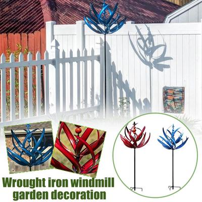 Windspiel Metall Windmühle 3D Windbetriebene Skulptur Solar Spinner Hof Metall Rasen und Garten B8U3