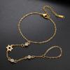 Star of David Charms Bracelet for Women Girls CZ Stainless Steel Bracelet with Chain Finger Ring Judaism Jewelry Amulet Gift