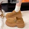 Cowhide Version All-inclusive Autumn New Muffin Thick Sole Height Increase Small Women's Shoes Single Shoes Women