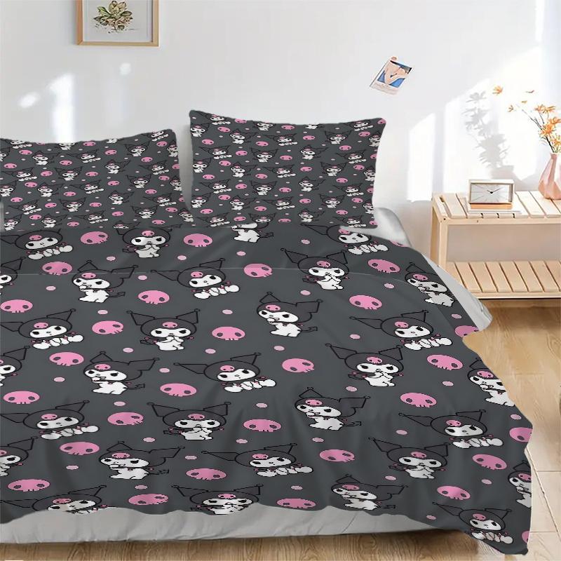 

3pcs Kuromi Bedding Set - 1 Soft Quilt Cover + 2 Pillowcases, Machine Washable - Suitable for All Seasons, H062 135x200cm