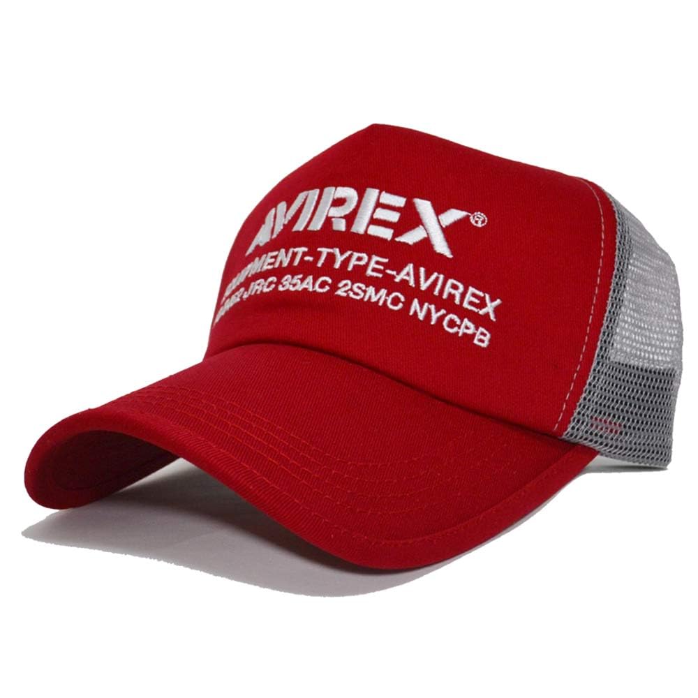 AVIREX Numbering Embroidered Mesh Cap 7300 (red) красный