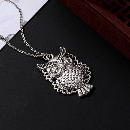 Women Vintage Cute Hollow Owl Animal Pendant Long Necklace Sweater Chain Jewelry