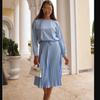 Long-sleeved Pleated Skirt Suit Fashionable Casual Two-piece Suit