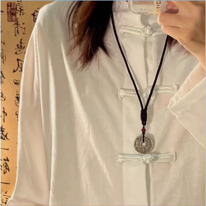Meier Retro Chinese Style Thickened New Chinoiserie Pendant Necklace for Men and Women Pendant Antique Retro Copper Coin Chain