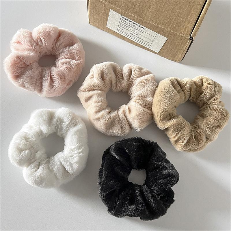 Winter Warme Weiche Haar Scrunchies Frauen Nette Plüsch Elastische Multicolor Gummi