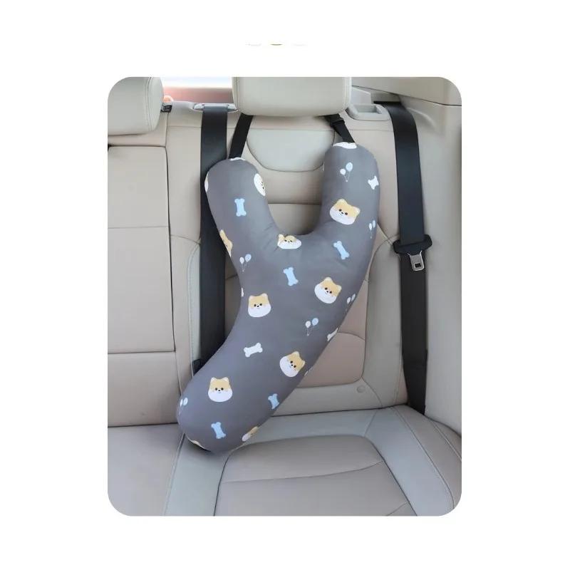 

Kids Y Shape Travel Neck Pillow Adjustable Car Seat Support Airplane Train Comfortable Sleep Durable Fabric Question Mark Design